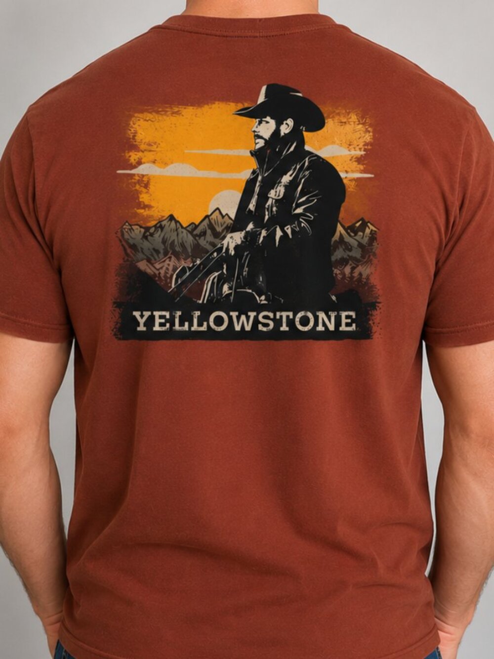 Yellowstone Graphic T-Shirt 2XL Rust Orange Western TV Show Tee